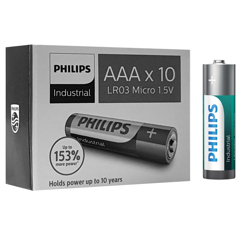 PHILIPS LR03 AAA, Industrial ALKALINE BATTERY  Blister 10 τεμ
