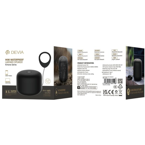 DEVIA Bluetooth speaker waterproof Kintone Mini black