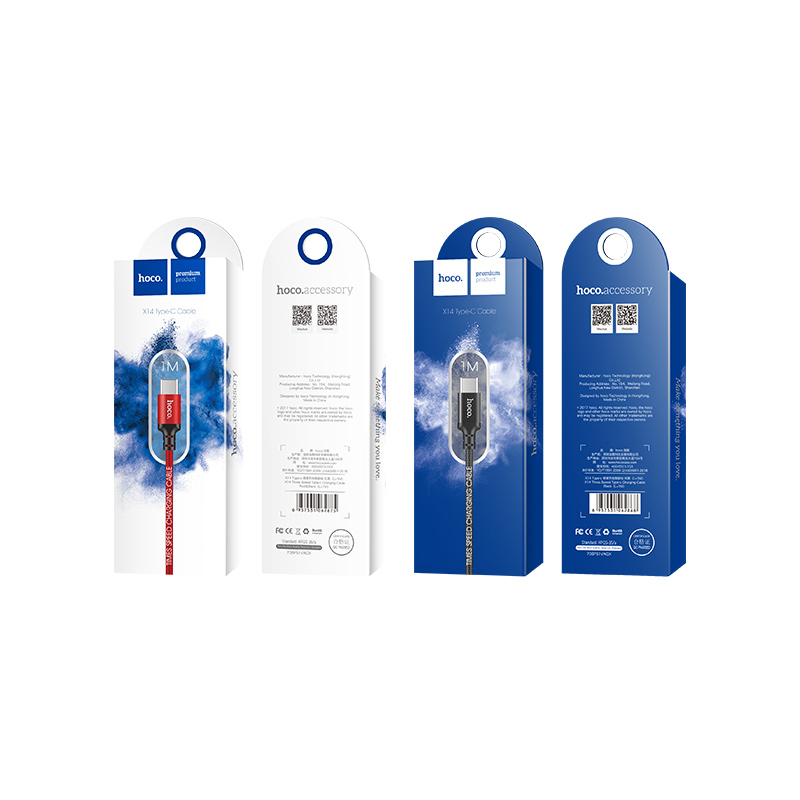 HOCO - X14 DATA CABLE Type C 2m BLACK / RED