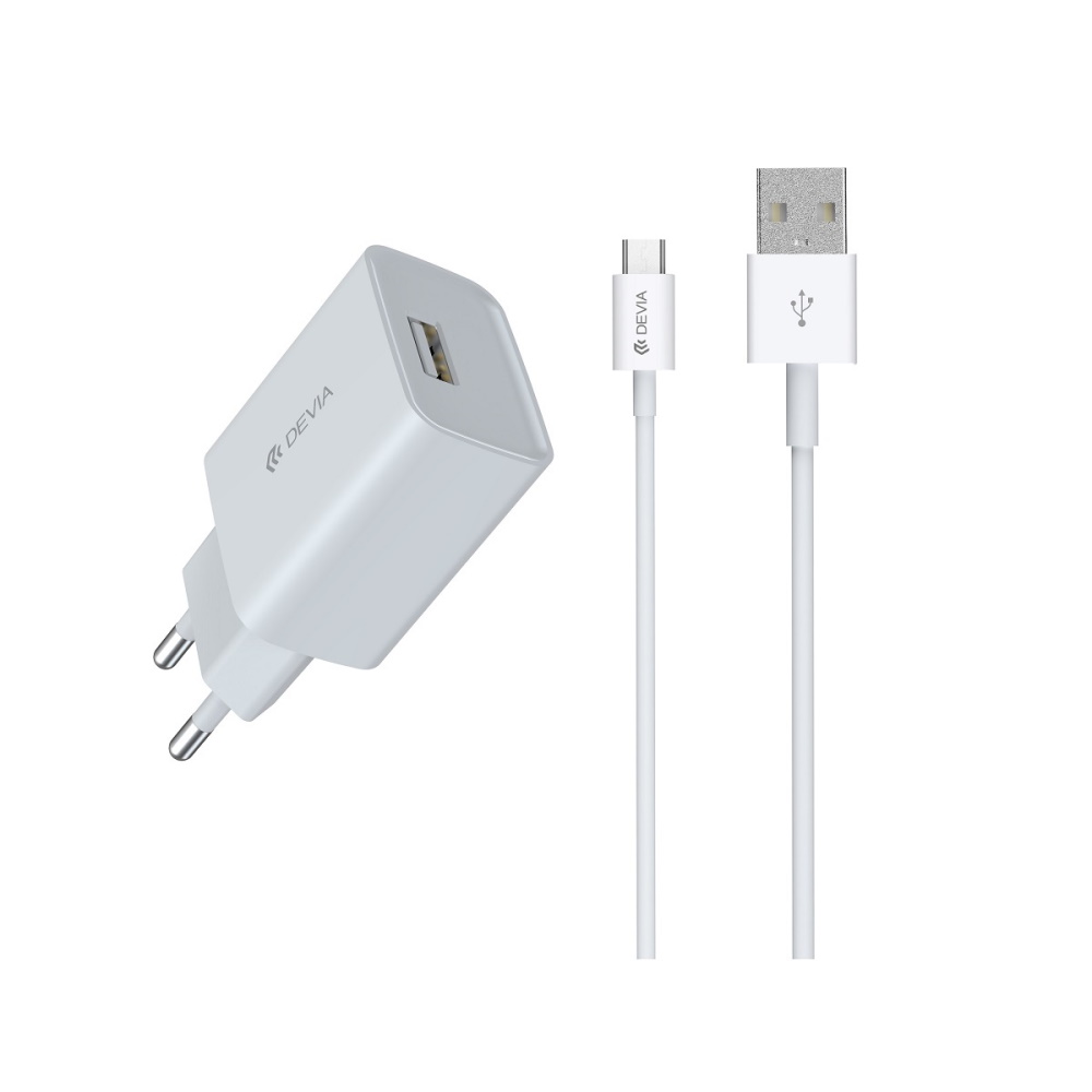 DEVIA Smart Series Charger Suit 2.1A with Micro USB Cable V2
White (EU, 5V 2.1A,1USB)