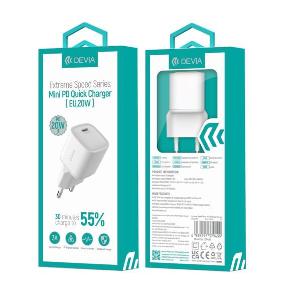 DEVIA wall charger Smart Mini PD 20W 1x USB-C white