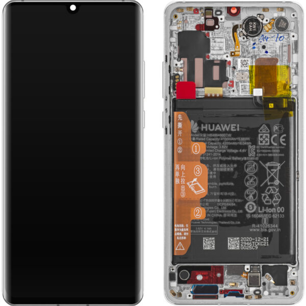 HUAWEI P30 Pro - LCD + Touch + Frame + Battery Silver Frost Original Service Pack