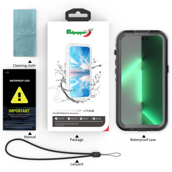 APPLE iPhone 14 Pro Max - Redpepper IP68 Dot+ 360 Full Cover Black