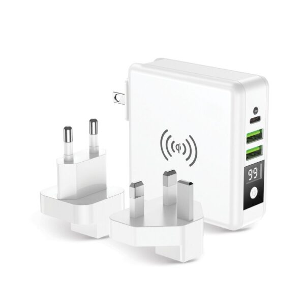 Forcell Multifunction Travel Charger 15W 4in1 with USB/USB-C socket, power bank 8000mAh and wireless charging