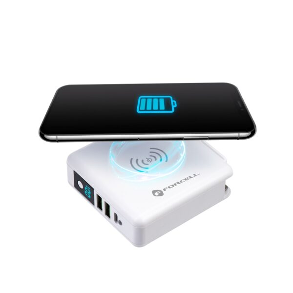 Forcell Multifunction Travel Charger 15W 4in1 with USB/USB-C socket, power bank 8000mAh and wireless charging