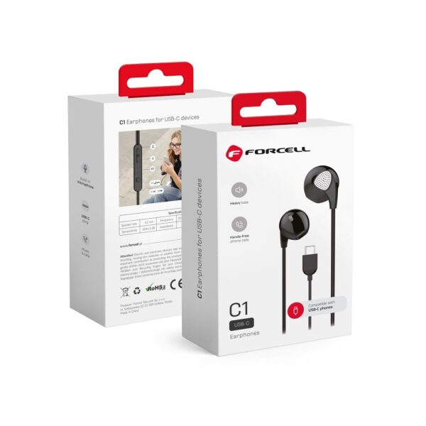 Forcell Premium Sound Hi-Fi Earphones C1 USB type C Black