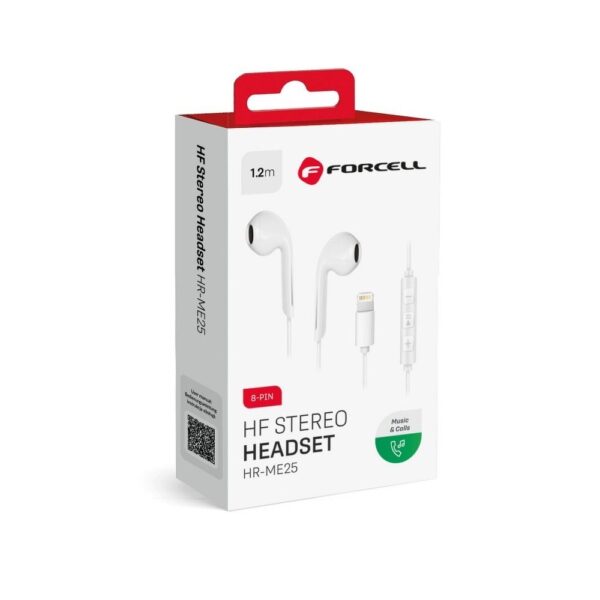 Forcell earphones stereo for Apple iPhone Lightning 8-pin white