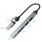 HC-77A 5 in 1 Type-C/USB to USB3.0 / USB2.0 / SD / TF Hub Docking Station for Laptop