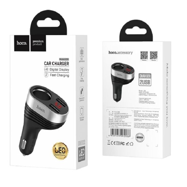 HOCO - Z29 LED CAR CHARGER - LIGHTER PLUG 3,1A BLACK