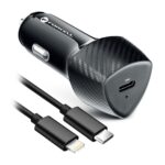FORCELL CARBON car charger Type C 3.0 PD20W CC50-1C + Lightning cable Black (20W)