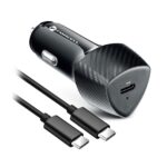 FORCELL CARBON car charger Type C 3.0 PD20W black + cable for Type C PD 60W CC50-1C  (20W)