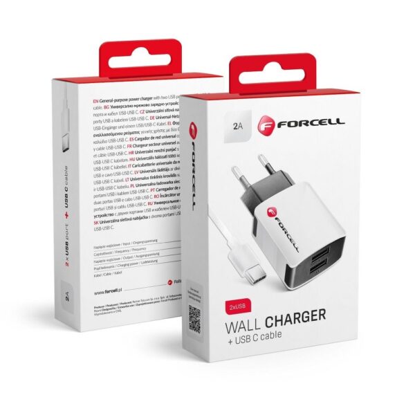 FORCELL Dual Travel Charger universal 2A + cable Type C