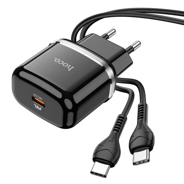 HOCO - N24 Victorious TRAVEL FAST CHARGER Type C PD 20W + Type C Cable BLACK