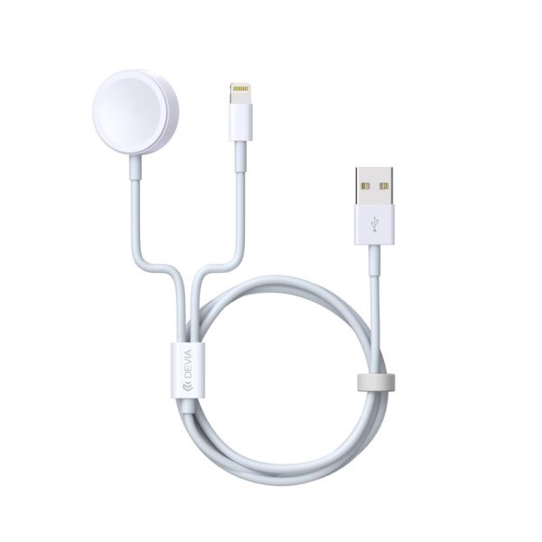 DEVIA Smart Series 2 In 1 Apple Watch v2 Charging Cable White