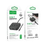 HOCO - HB35 adapter HUB 4in1 Type C to USB2.0 x3 + RJ45 100 Mbps Ethernet 0,2m black