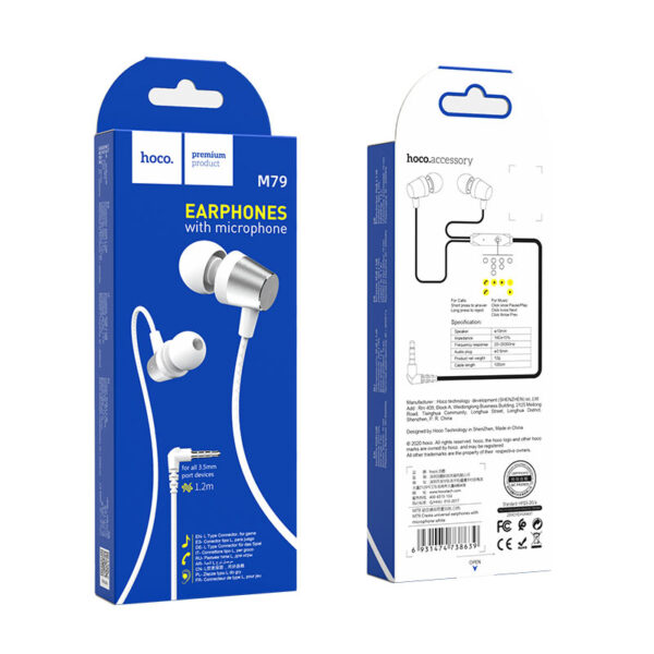 HOCO - M79 Cresta STEREO WIRED EARPHONES HANDS FREE WHITE