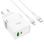 HOCO - N21 TRAVEL CHARGER dual port PD30W + QC3.0 EU set with LIGHTNING Cable White
