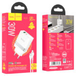 HOCO - N21 TRAVEL CHARGER dual port PD30W + QC3.0 EU set with LIGHTNING Cable White