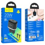 HOCO - N24 Victorious TRAVEL FAST CHARGER Type C PD 20W + Lightning Cable BLACK