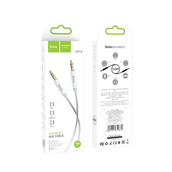 HOCO - UPA19 cable 3.5mm audio to Jack 3,5mm UPA19 1m Silver