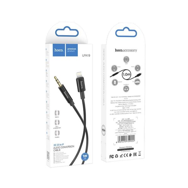 HOCO - UPA19 cable AUX Audio Jack 3,5mm to Type C 1m black