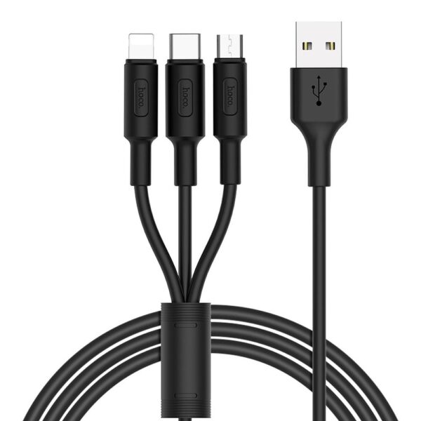HOCO - X25 DATA CABLE 3in1 (Lightning + Micro + Type C) 1m BLACK