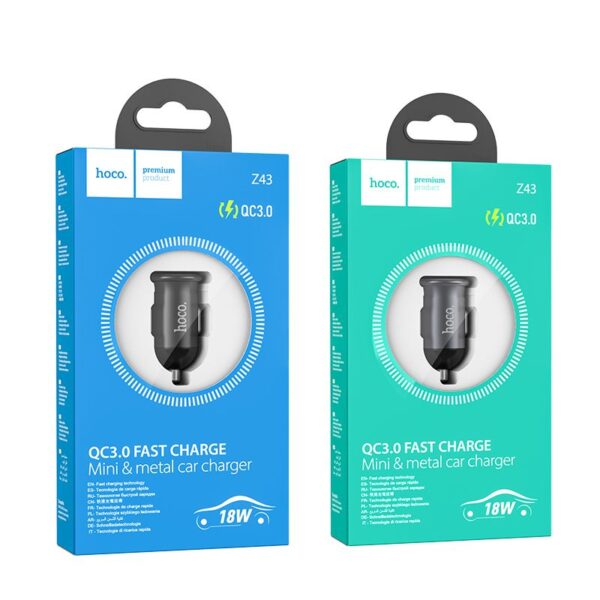 HOCO - Z43 car charger USB QC3.0 18W Grey