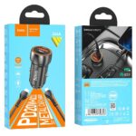 HOCO - Z46 car charger Type C + USB QC3.0 Power Delivery 20W with cable Lightning metal gray