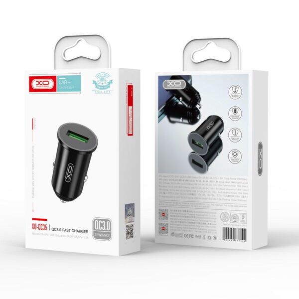 XO - CC35 CAR CHARGER 18W, USB-A, QC 3.0 black