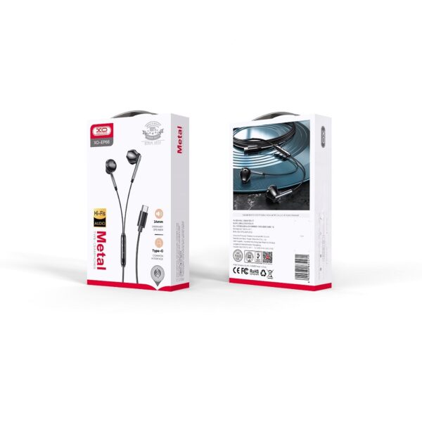 XO - EP66 In-ear Handsfree ANC με Βύσμα Type-C Μαύρο