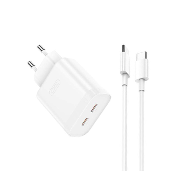 XO - L105 wall charger 2xUSB-C 35W + TYPE-C Cable BLACK