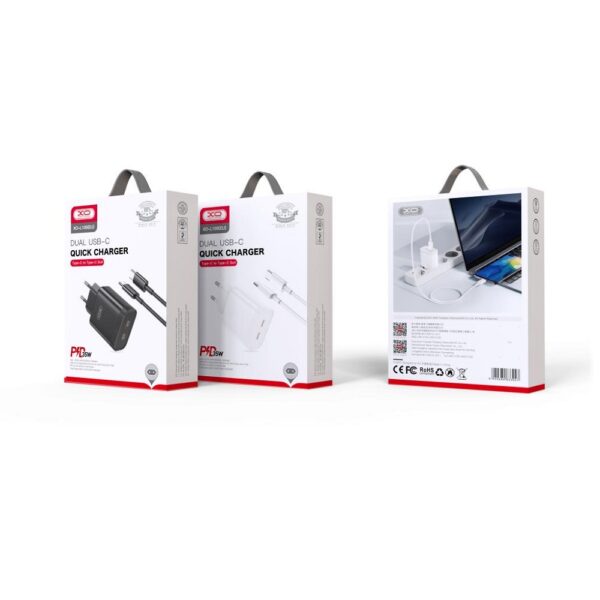 XO - L105 wall charger 2xUSB-C 35W + TYPE-C Cable BLACK