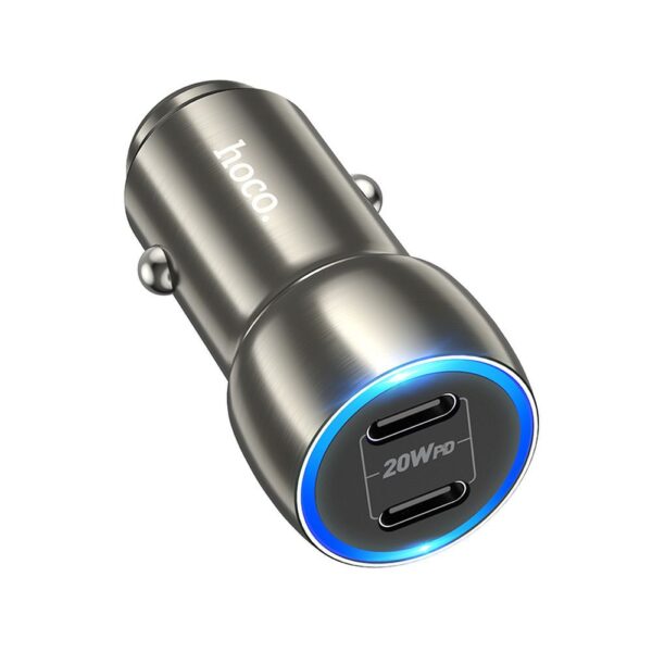 HOCO - Z48 car charger 2x Type C PD 40W metal gray