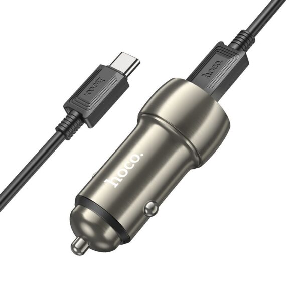 HOCO - Z48 car charger 2x Type C + cable Type C to Type C 40W metal gray