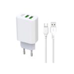 XO - L85 wall charger 2x USB 2,4A + Lightning cable white