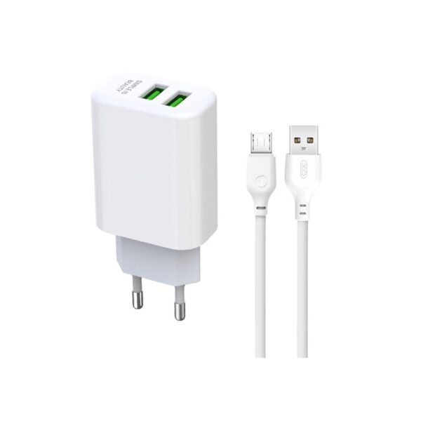 XO - L85 wall charger 2x USB 2,4A + Lightning cable white