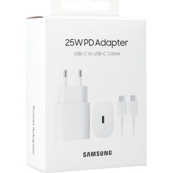SAMSUNG ORIGINAL EP-TA800XWE TRAVEL FAST CHARGER 25W BLACK SET WITH Type C CABLE, BLISTER