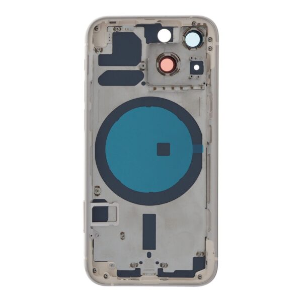 APPLE iPhone 13 Mini - Back battery door cover middle frame housing with small parts White OEM
