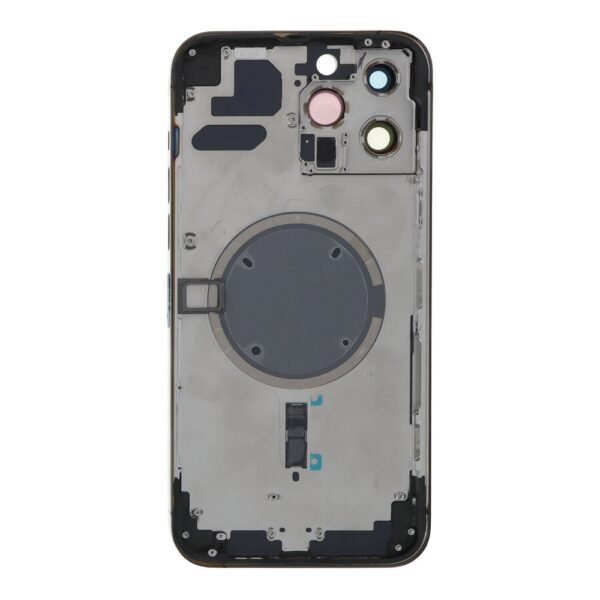 APPLE iPhone 13 Pro Max - Back battery door cover middle frame housing with small parts Black OEM