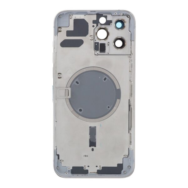 APPLE iPhone 13 Pro Max - Back battery door cover middle frame housing with small parts White OEM