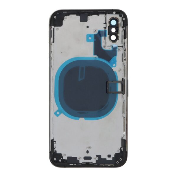 APPLE iPhone XS - Back battery door cover middle frame housing with small parts Black HQ