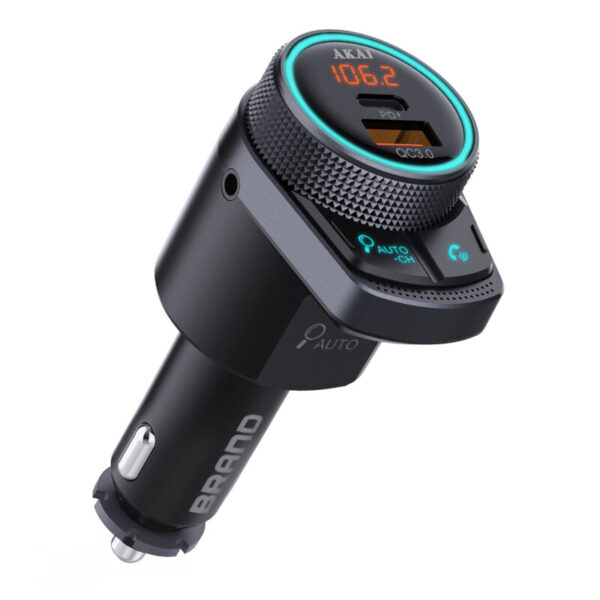 Akai FMT-80BT FM transmitter και φορτιστής με Bluetooth, USB Type-A, Type-C, LED και Hands Free με noise cancellation-38W