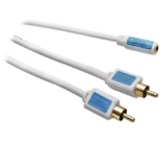 G&BL Audio Cable, Jack 3,5mm socket  - 2xRCA plug, Stereo, Shielded,  Gold plated, White, L.0,20 m