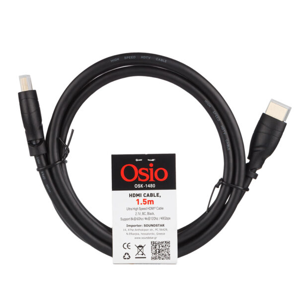Osio OSK-1480 Καλώδιο HDMI Ultra High Speed 1.5M