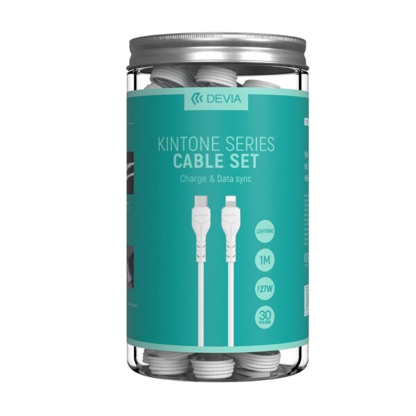 Devia Kintone cable USB-C - Lightning 1,0 m 3A 27W white set 30 pcs