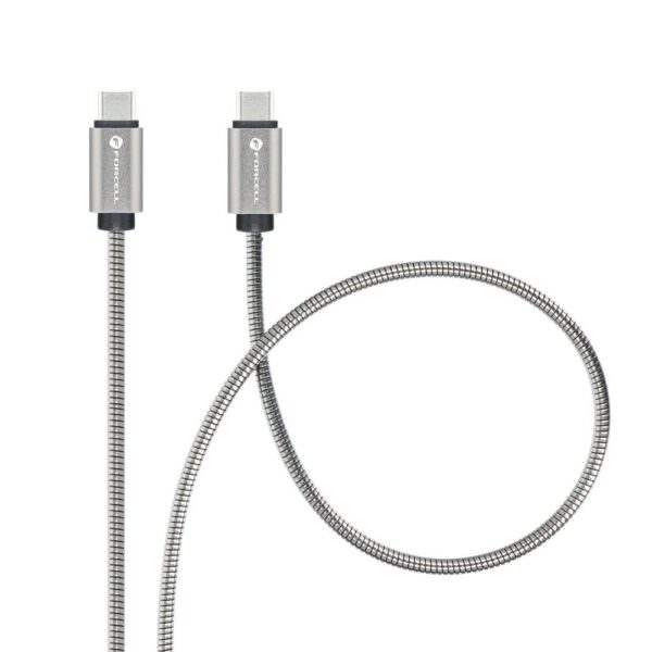 FORCELL cable Type C to Type C QC4.0 5A/20V PD 100W E-mark Metal C239 1m silver