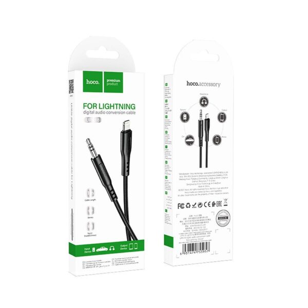 HOCO - UPA18 cable AUX Audio Jack 3,5mm to Lightninng 8-pin 1m black