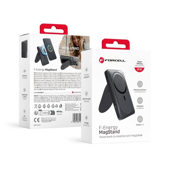 FORCELL F-ENERGY F10K2 MagStand powerbank compatible with MagSafe PD QC3.0 5A 20W 10000mAh black