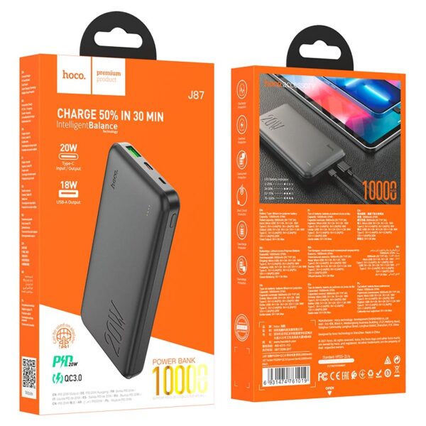 HOCO - J87 powerbank 10000mAh PD QC3.0 3A 20W black