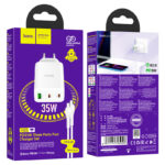 HOCO - N33 charger 2 x Type C + USB A + cable Type C to Lightning PD QC3.0 3A 35W white
